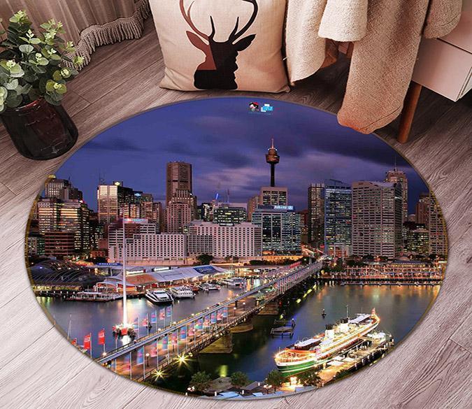 3D Vancouver Night View 58 Round Non Slip Rug Mat Mat AJ Creativity Home 