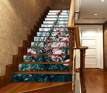 3D Pink Flowers Green Leaves 915 Stair Risers Wallpaper AJ Wallpaper 