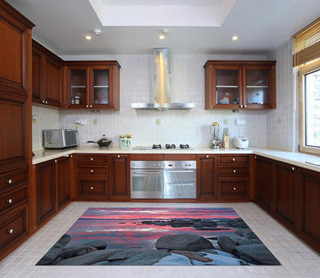 3D Lake Rosy Sky Kitchen Mat Floor Mural Wallpaper AJ Wallpaper 
