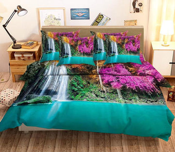 3D Lake Waterfall 41 Bed Pillowcases Quilt Wallpaper AJ Wallpaper 