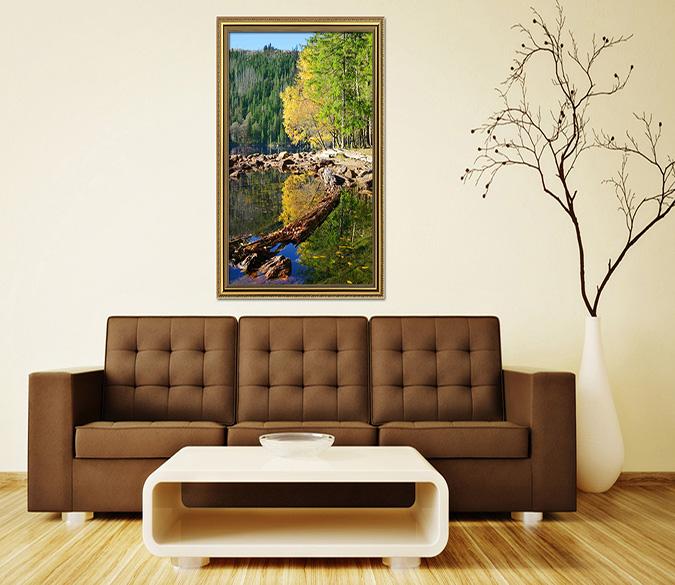 3D River Leaves 121 Fake Framed Print Painting Wallpaper AJ Creativity Home 