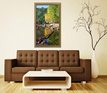 3D River Leaves 121 Fake Framed Print Painting Wallpaper AJ Creativity Home 