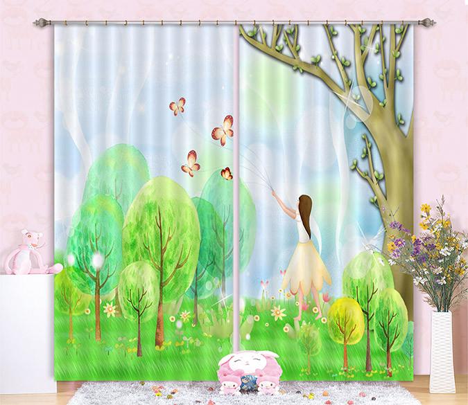 3D Flying Butterflies Girl 34 Curtains Drapes Wallpaper AJ Wallpaper 