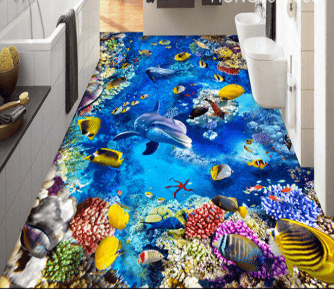 3D Colorful Marine World Floor Mural Wallpaper AJ Wallpaper 2 
