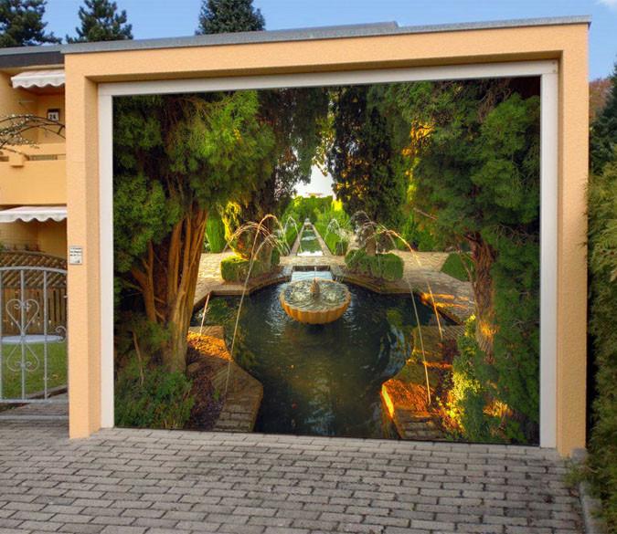 3D Fountains And Trees 335 Garage Door Mural Wallpaper AJ Wallpaper 