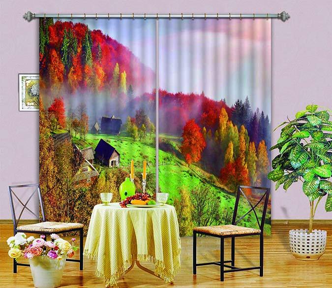 3D Mountain Village Scenery 478 Beach Curtains Drapes Wallpaper AJ Wallpaper 