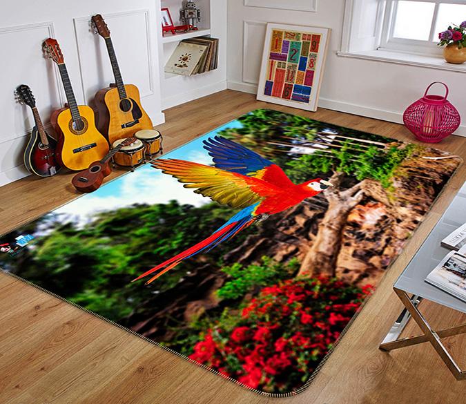 3D Flying Parrot 261 Non Slip Rug Mat Mat AJ Creativity Home 