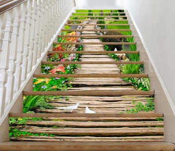 3D Wood Road 684 Stair Risers Wallpaper AJ Wallpaper 