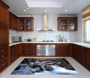 3D Forest Creek Rocks Kitchen Mat Floor Mural Wallpaper AJ Wallpaper 