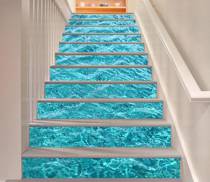 3D Crystal Clear Sea Water 810 Stair Risers Wallpaper AJ Wallpaper 