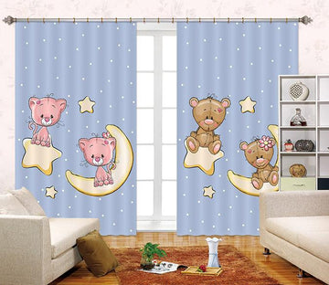 3D Stars Moon Bears 2402 Curtains Drapes Wallpaper AJ Wallpaper 
