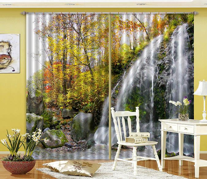 3D Slope Waterfall 186 Curtains Drapes Wallpaper AJ Wallpaper 