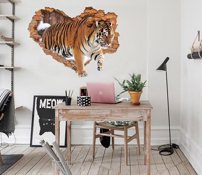 3D Lovely Tiger 69 Broken Wall Murals Wallpaper AJ Wallpaper 