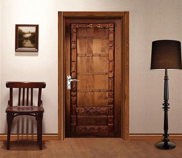 3D Thinck Wood Gate Carvings 24 Door Mural Wallpaper AJ Wallpaper 