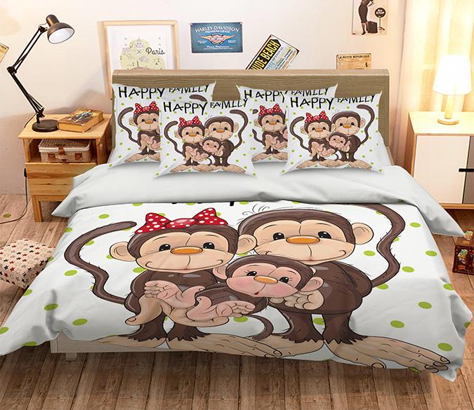3D Monkey Family 319 Bed Pillowcases Quilt Wallpaper AJ Wallpaper 