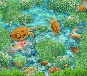 3D Ocean Turtles Floor Mural Wallpaper AJ Wallpaper 2 