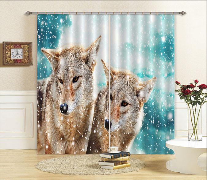 3D Snowing Field Wolves 773 Curtains Drapes Wallpaper AJ Wallpaper 