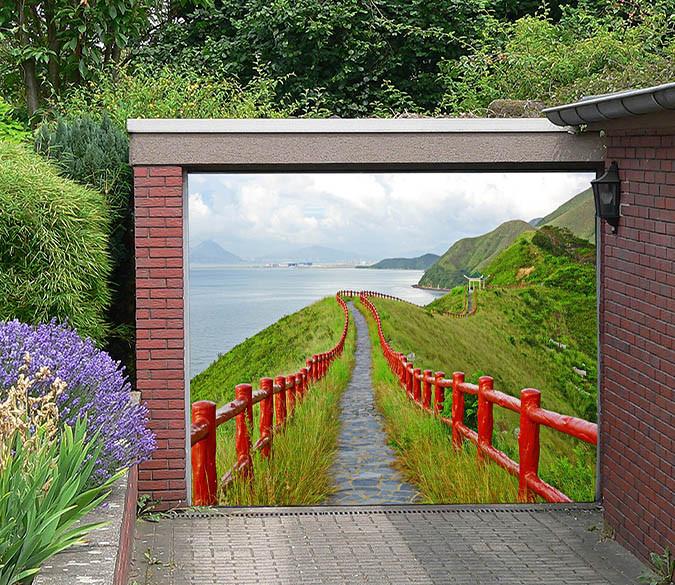 3D Seaside Mountain Road 30 Garage Door Mural Wallpaper AJ Wallpaper 