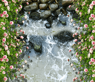 3D Stream Flowers Floor Mural Wallpaper AJ Wallpaper 2 