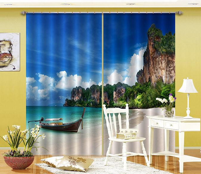 3D Beach Mountains Scenery 662 Curtains Drapes Wallpaper AJ Wallpaper 
