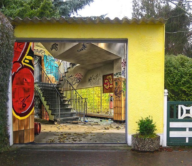 3D Graffiti Building 91 Garage Door Mural Wallpaper AJ Wallpaper 