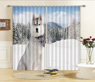 3D Snow Mountain Dog 47 Curtains Drapes Wallpaper AJ Wallpaper 