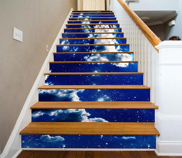 3D Blue Sky Stars Clouds 795 Stair Risers Wallpaper AJ Wallpaper 