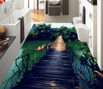 3D Single Wood Bridge 169 Floor Mural Wallpaper AJ Wallpaper 2 