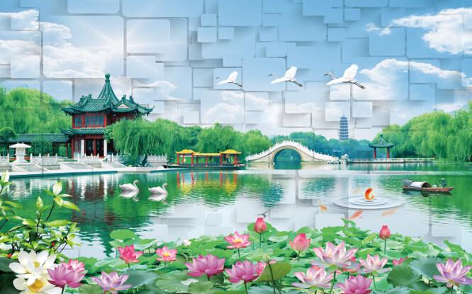 3D Block Landscape Painting Wallpaper AJ Wallpaper 1 