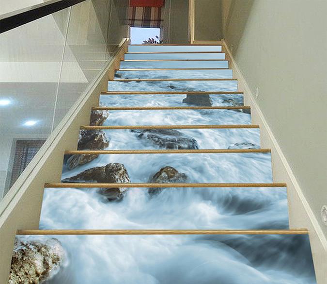 3D Vast Misty Sea 1619 Stair Risers Wallpaper AJ Wallpaper 