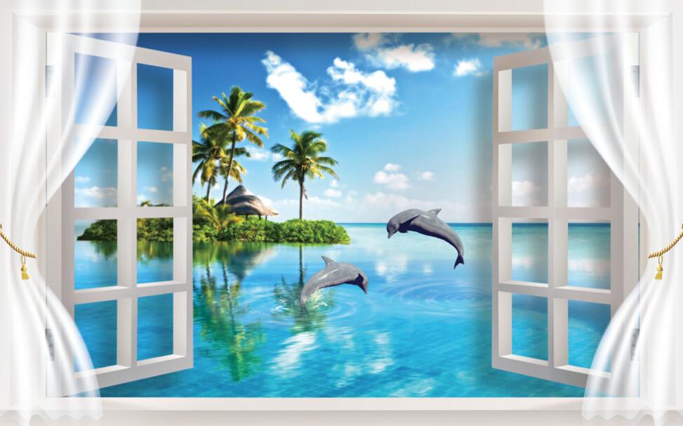 3D Window Blue Sky Tree Wallpaper AJ Wallpaper 1 