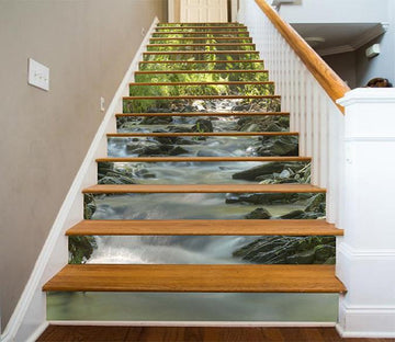 3D Forest River Stones 1263 Stair Risers Wallpaper AJ Wallpaper 