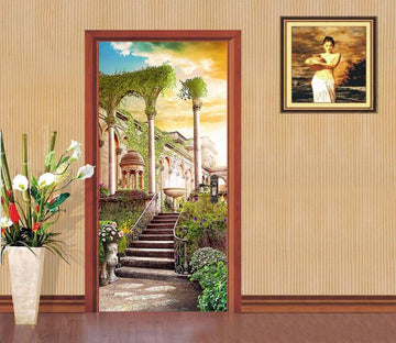 3D Palace Courtyard Stairs 84 Door Mural Wallpaper AJ Wallpaper 