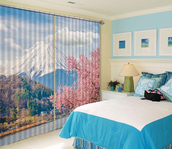 3D Mount Fuji Flowers 531 Curtains Drapes Wallpaper AJ Wallpaper 