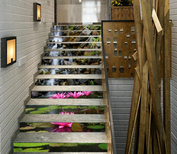 3D Fresh Lotus Flowers 81 Stair Risers Wallpaper AJ Wallpaper 