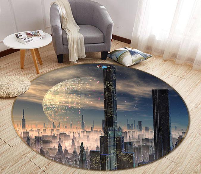 3D Future Data City 109 Round Non Slip Rug Mat Mat AJ Creativity Home 