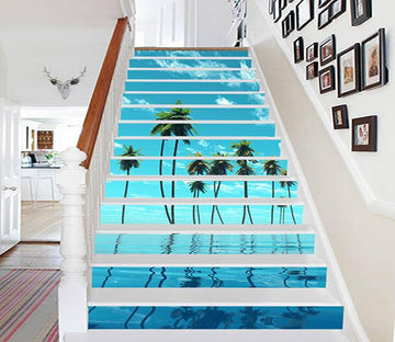 3D Seaside Coconut Trees 846 Stair Risers Wallpaper AJ Wallpaper 