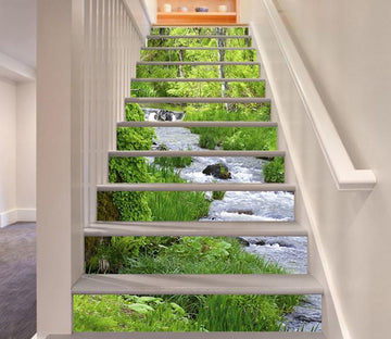 3D Pretty Forest River 393 Stair Risers Wallpaper AJ Wallpaper 