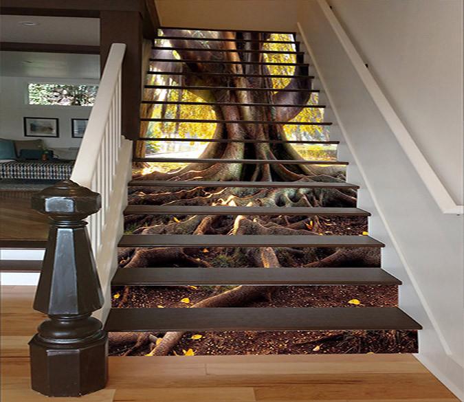 3D Tree Powerful Roots 1466 Stair Risers Wallpaper AJ Wallpaper 