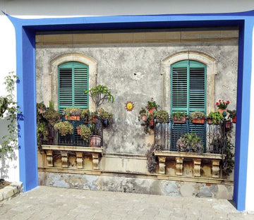3D Window Potted Plants 442 Garage Door Mural Wallpaper AJ Wallpaper 