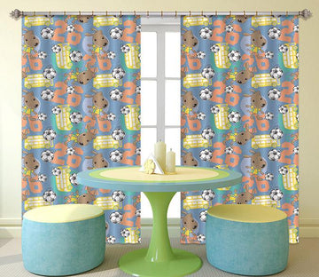 3D Dog Playing Football 2346 Curtains Drapes Wallpaper AJ Wallpaper 