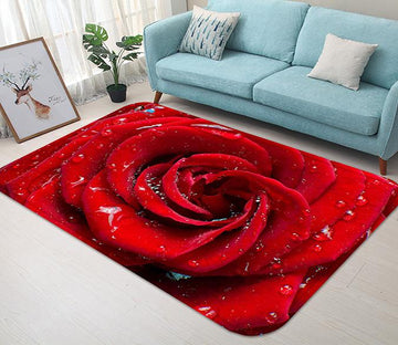 3D Red Rose Dews 48 Non Slip Rug Mat Mat AJ Creativity Home 