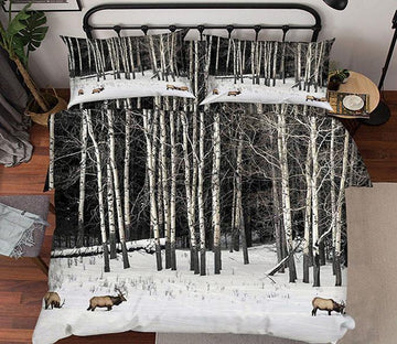 3D Snow Forest Animals 43 Bed Pillowcases Quilt Wallpaper AJ Wallpaper 