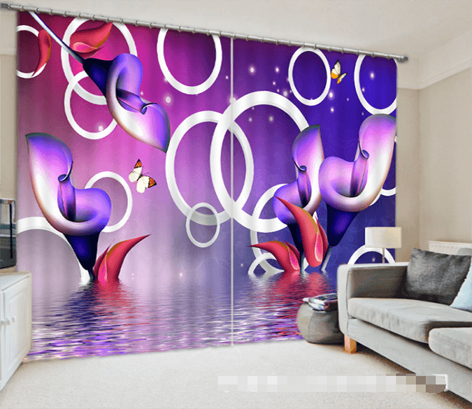 3D Flowers And Rings 1334 Curtains Drapes Wallpaper AJ Wallpaper 