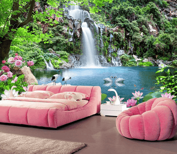 Waterfall Lake Animals Wallpaper AJ Wallpaper 