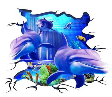 3D Ocean Dolphins Floor Mural Wallpaper AJ Wallpaper 2 