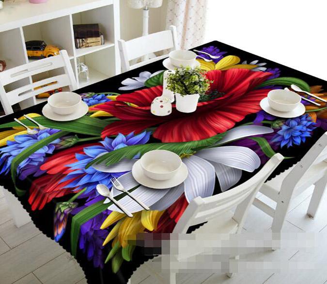 3D Colorful Flowers 877 Tablecloths Wallpaper AJ Wallpaper 
