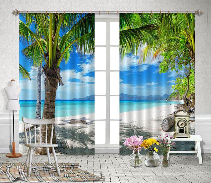 3D Beach Scenery 2227 Curtains Drapes Wallpaper AJ Wallpaper 