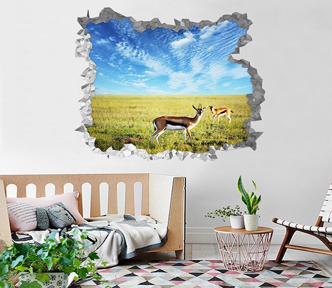 3D Vast Grassland Animals 195 Broken Wall Murals Wallpaper AJ Wallpaper 