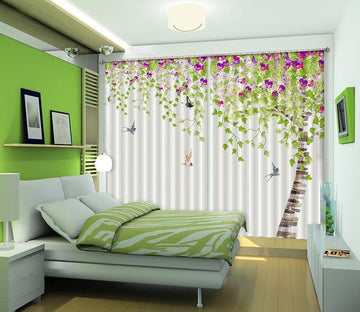 3D Flowers Tree Birds 443 Curtains Drapes Wallpaper AJ Wallpaper 